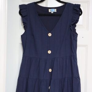 Navy Blue ruffle sleeve Dress